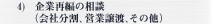 4) 企業再編の相談(会社分割、営業譲渡、その他)